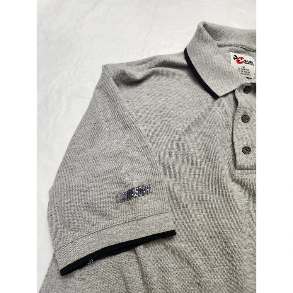 Bobby Labonte 18 Polo Shirt Mens Large Gray NASCAR Auto Racing Chase Authentics